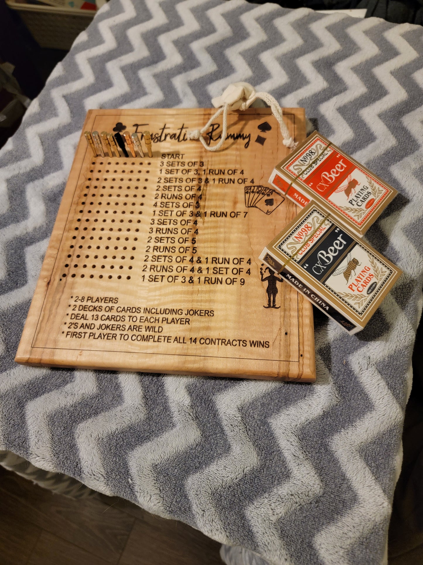 "NEW" Baseball and Frustration Rummy double sided game board