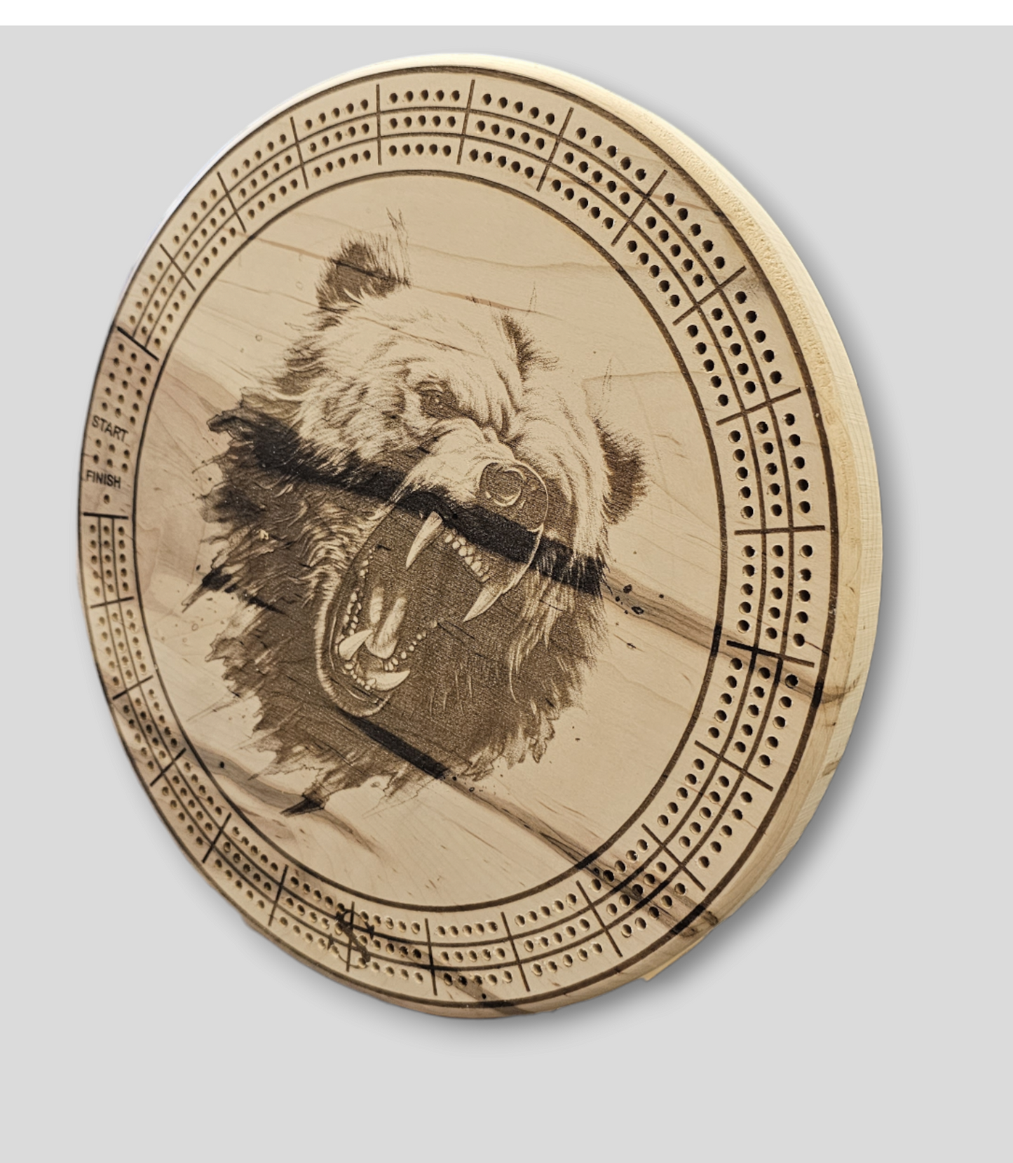 Personalized Round hardwood Cribbage Boards with in board peg storage. A practical gift for any occasion.