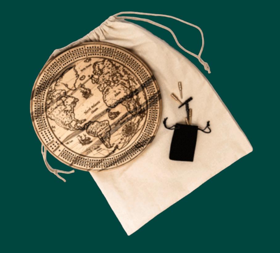 Personalized Round hardwood Cribbage Boards with in board peg storage. A practical gift for any occasion.