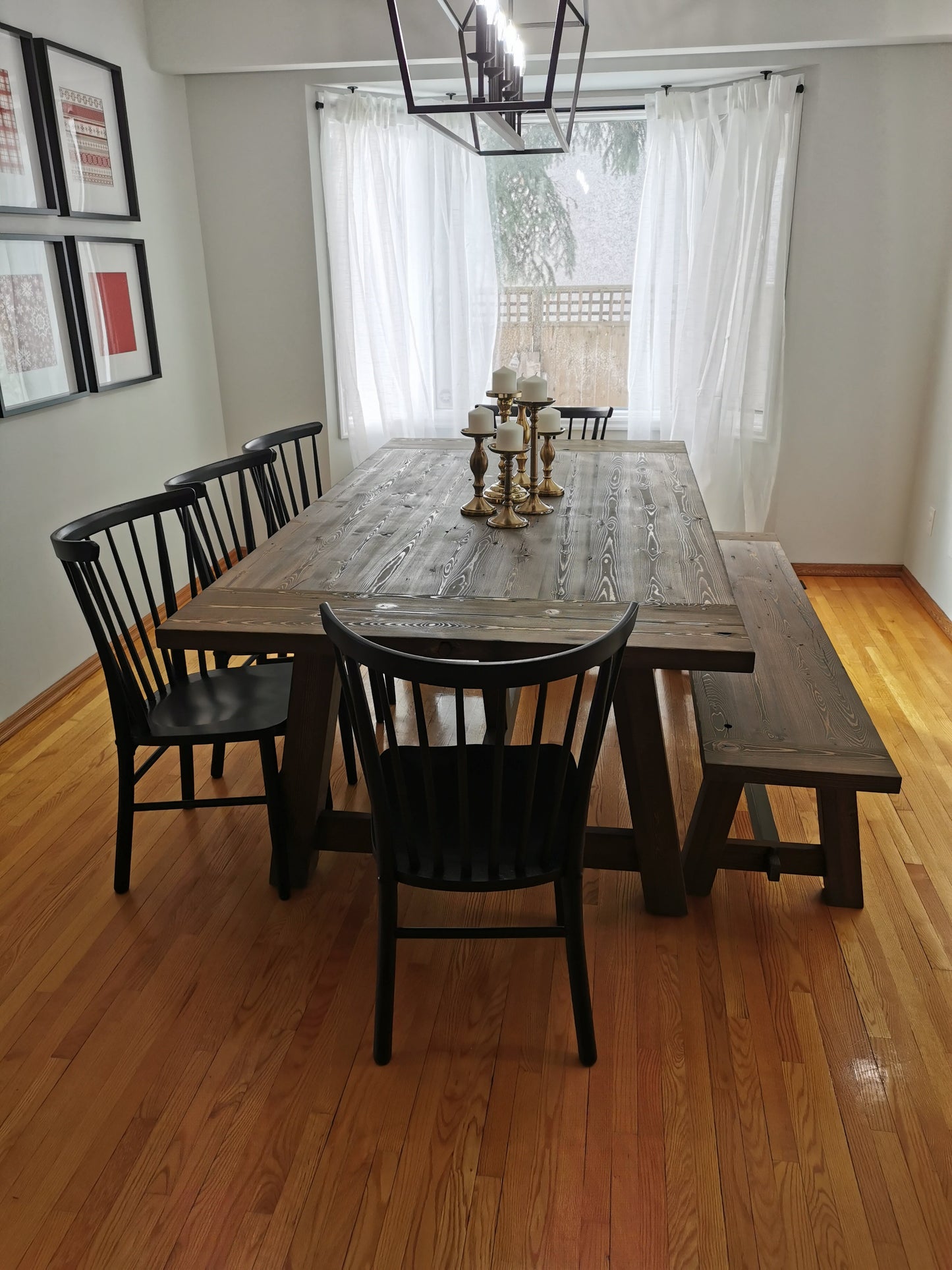 Family Farm table, Dining Set, dining chairs.
