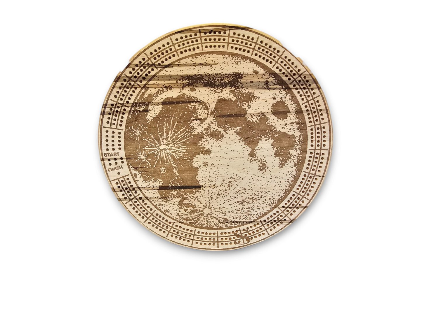 Personalized Round hardwood Cribbage Boards with in board peg storage. A practical gift for any occasion.