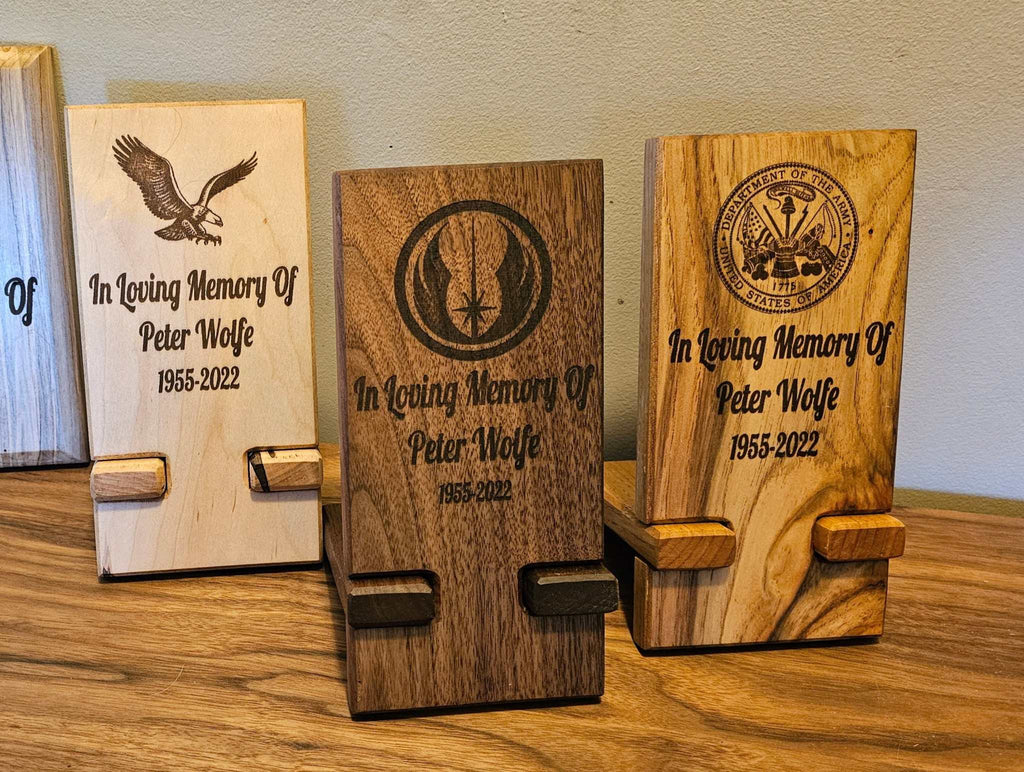 Personalized solid hardwood memorial plaque with custom engraving for home tribute