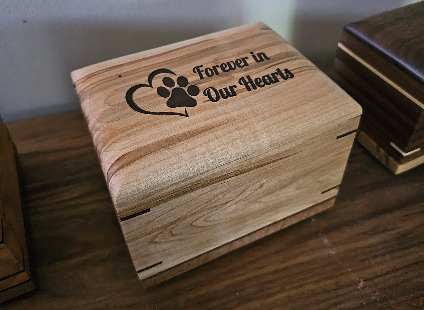 Paw Prints Woodbox Urn For Animal Ashes