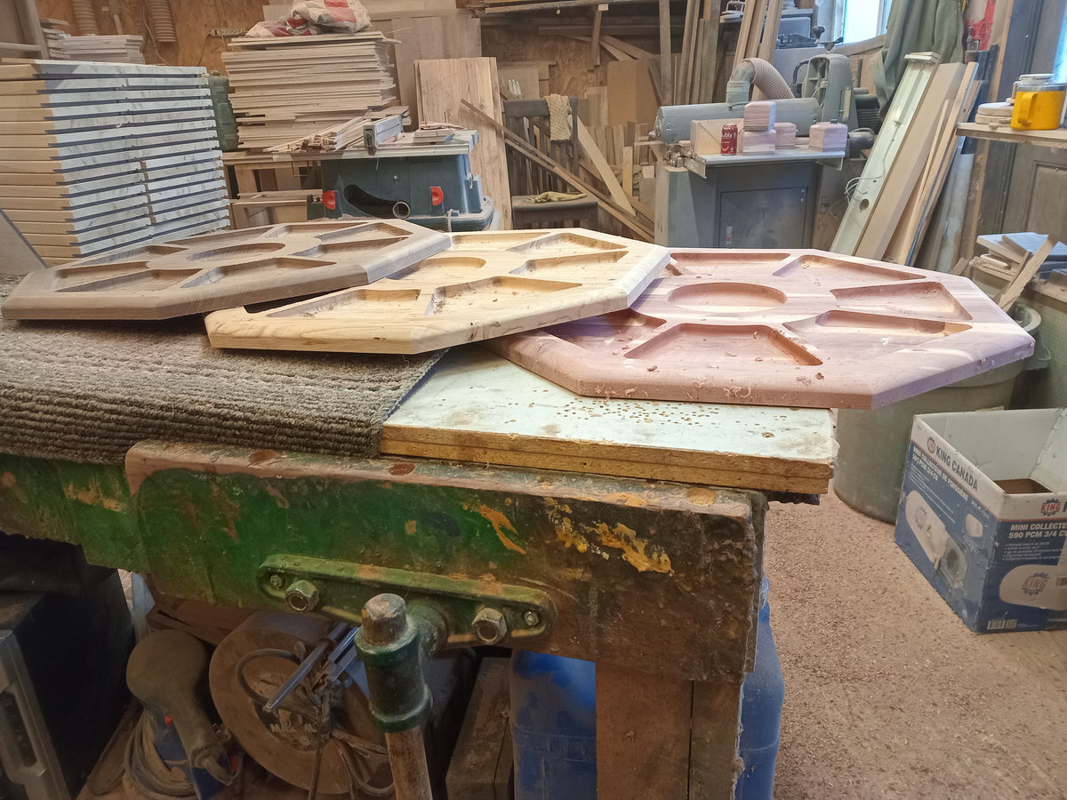 Handcrafted Hard Wood Rummoli game boards.