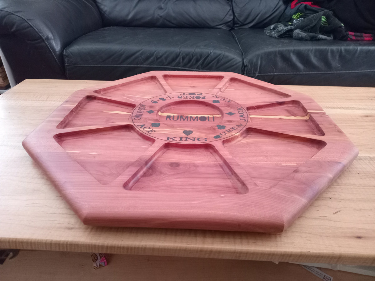 Handcrafted Hard Wood Rummoli game boards.