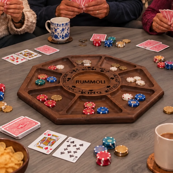 Handcrafted Hard Wood Rummoli game boards.