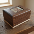 Custom Personalized Hardwood Photo Urn For Ashes -Memorywood Urn
