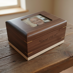 Custom Personalized Hardwood Photo Urn For Ashes -Memorywood Urn
