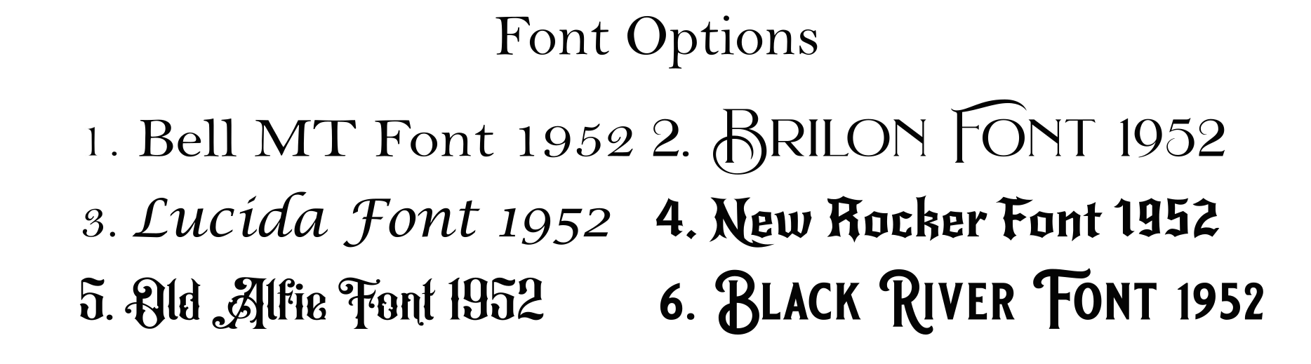 Engraving font options
