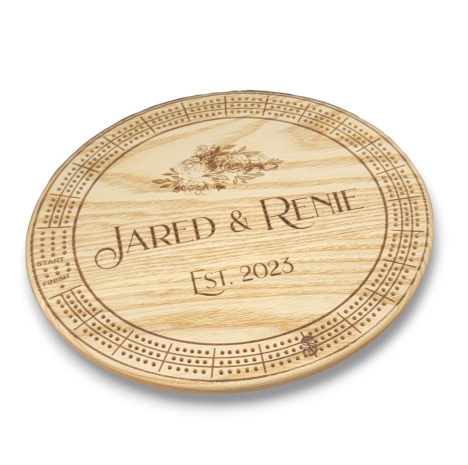 Personalized Round hardwood Cribbage Boards