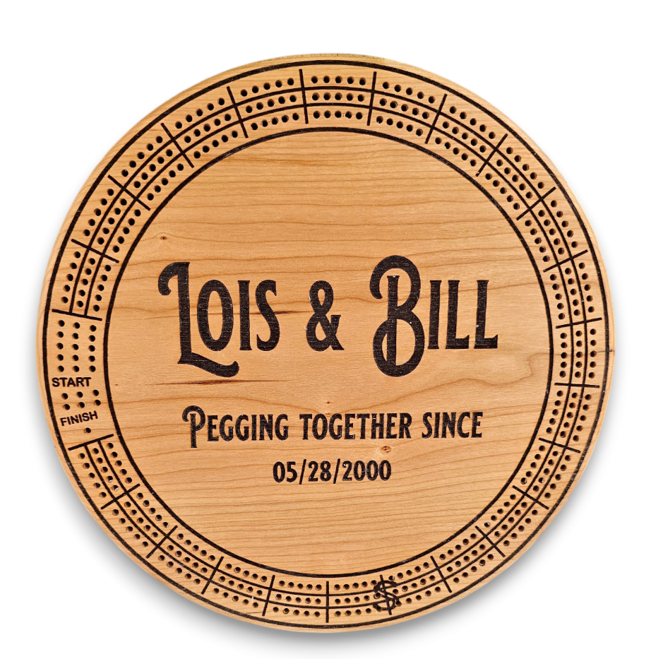 Personalized Round hardwood Cribbage Boards