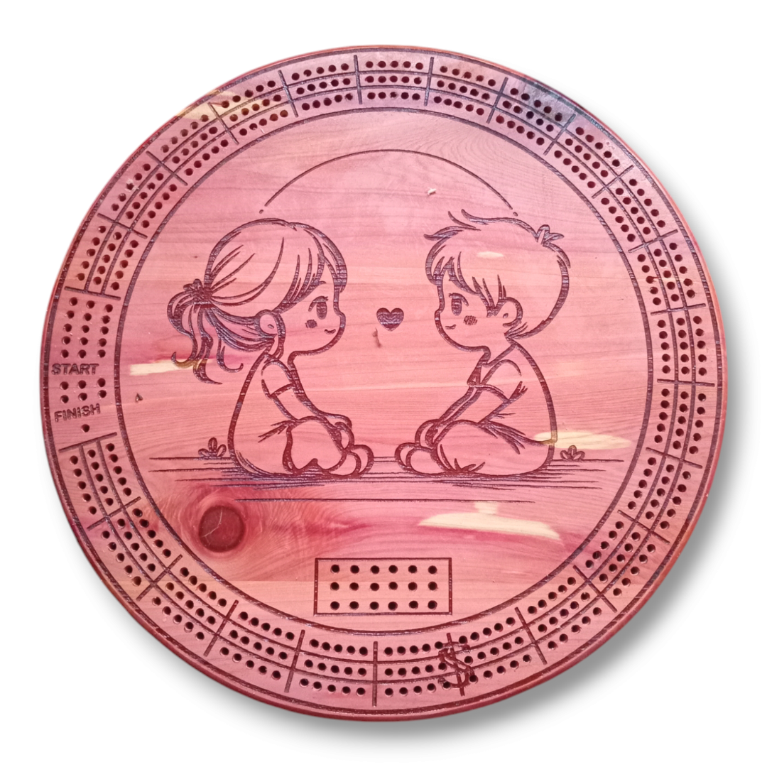 Personalized Round hardwood Cribbage Boards