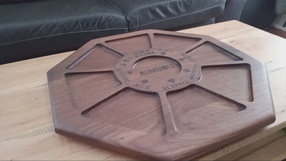 Handcrafted Wood Rummoli game boards. Lazy Susan option.