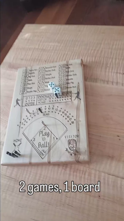 Baseball and Frustration Rummy, or Baseball and Farkle. 2 games, 1 board.