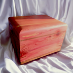 Handcrafted hardwood urn made in Canada with a clean, timeless design and secure closure for ashes