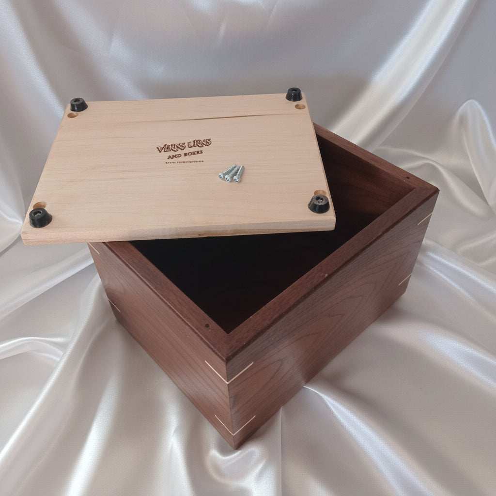 Handcrafted hardwood urn for ashes made in Canada with clean, timeless design and secure closure