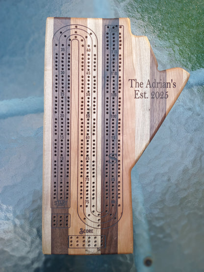 Handcrafted Province wood Cribbage Boards with peg storage. A practical gift for all occasions.