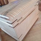 Elegant hardwood memory keepsake box with felt lining and brass hinges for preserving precious memories