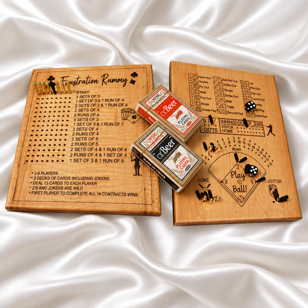 2 games, 1 board. Rummy, Baseball, 10,000