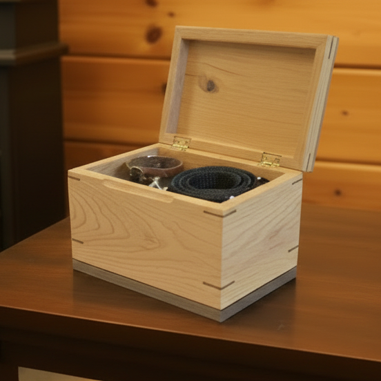 Handcrafted custom wood box urn with paw prints for pet ashes memorial
