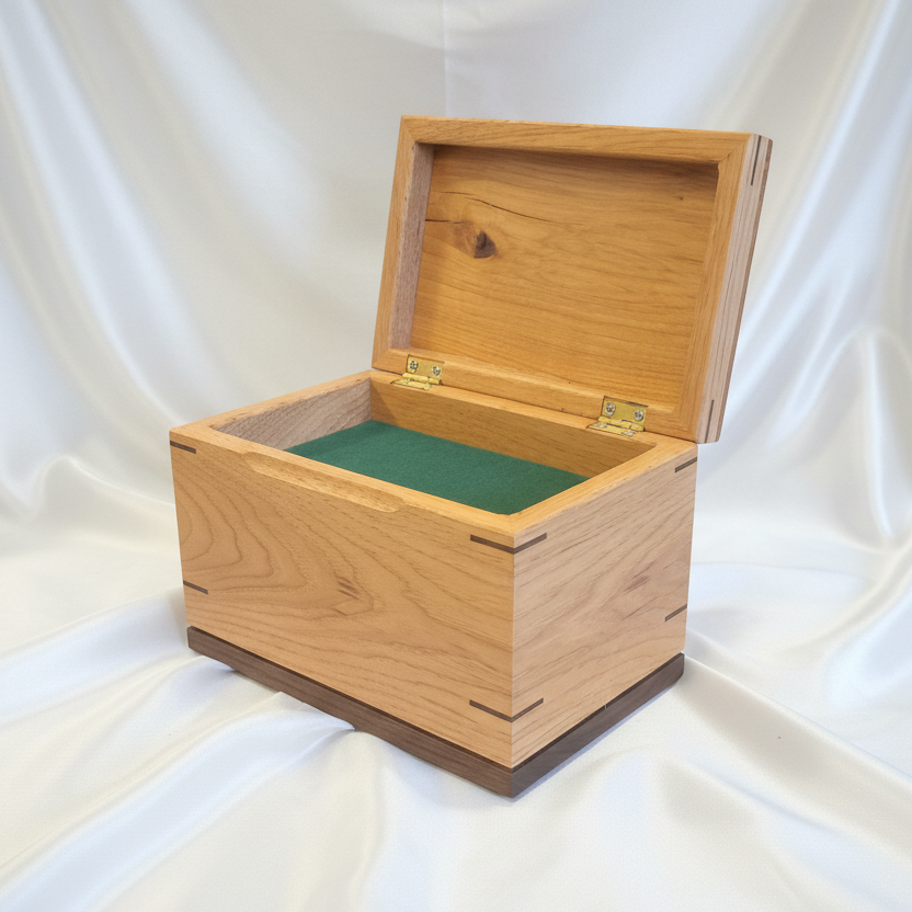 Custom handcrafted wood box urn with paw print design for pet ashes keepsake