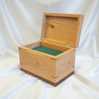 Custom handcrafted wood box urn with paw print design for pet ashes keepsake