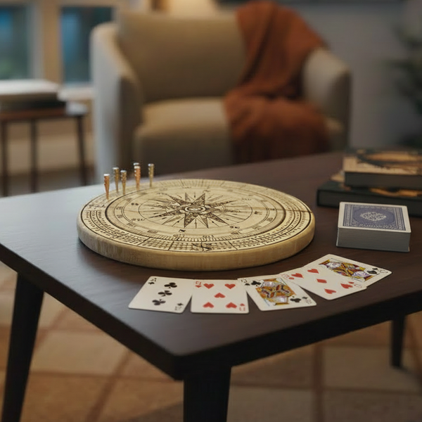 Round Hardwood Personalized Cribbage Boards