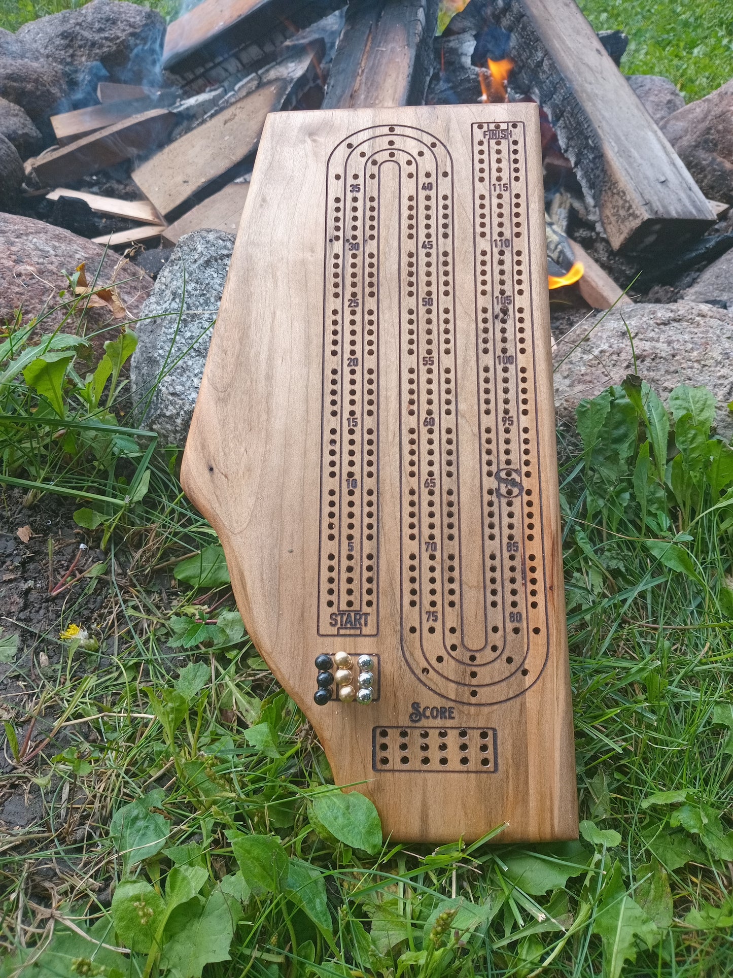Handcrafted Province wood Cribbage Boards with peg storage. A practical gift for all occasions.