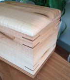 Handcrafted wooden recipe box personalized for family recipes with dividers and engraving options
