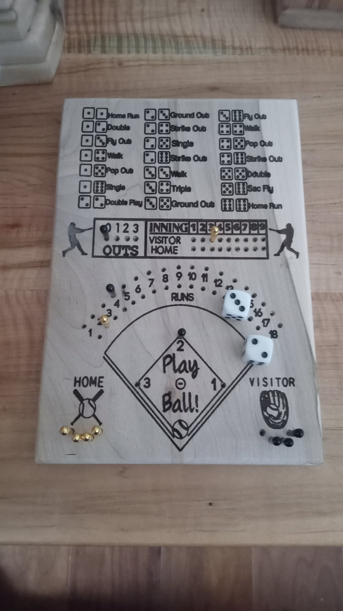 Baseball and Frustration Rummy, or Baseball and Farkle. 2 games, 1 board.