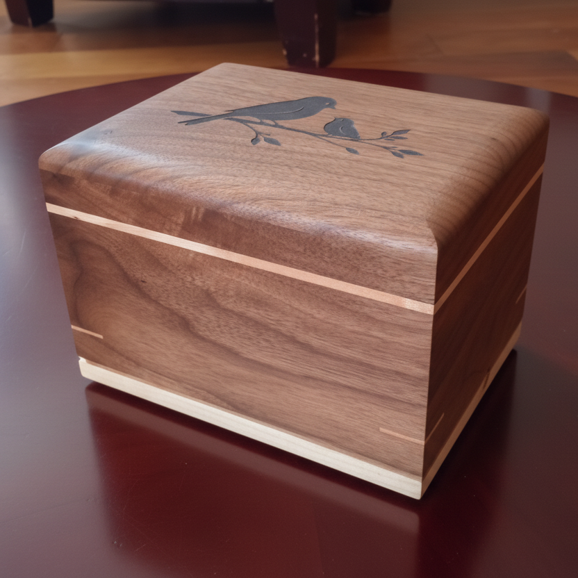 Handcrafted hardwood urn made in Canada by True North Urn with clean timeless design and secure closure