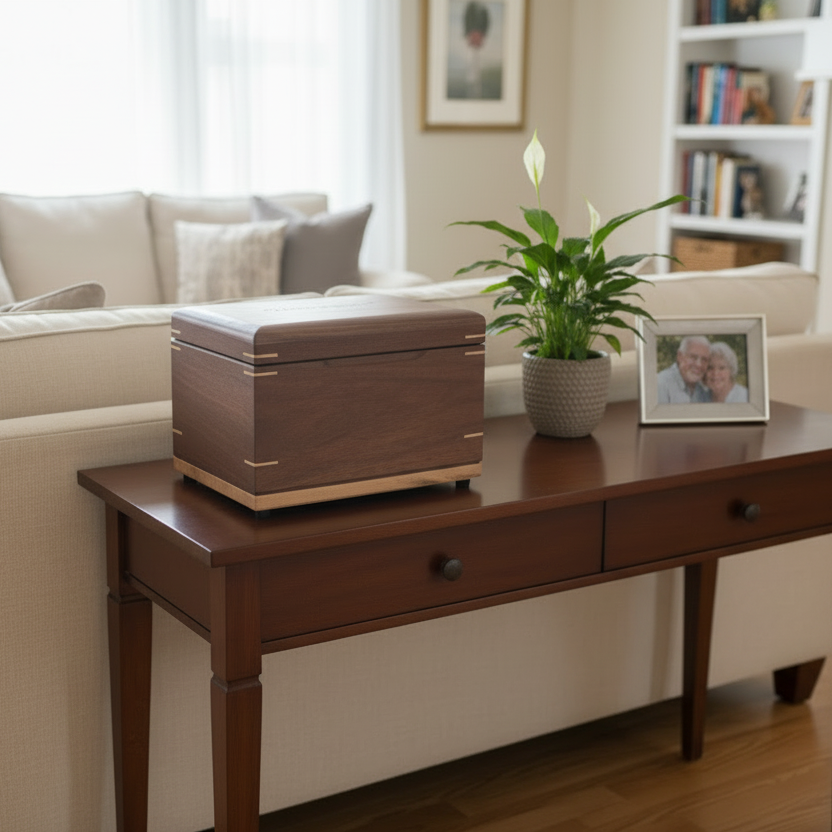 Adult Cremation Urn with Keepsake Compartment - Treasure Chest Wooden Urn (# 2 seller)