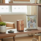 Personalized hardwood urn for pets with clean modern design and pawprint engraving option