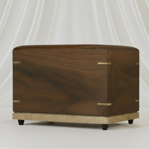 Personalized wooden urn handcrafted from solid hardwood with secure closure and natural finish