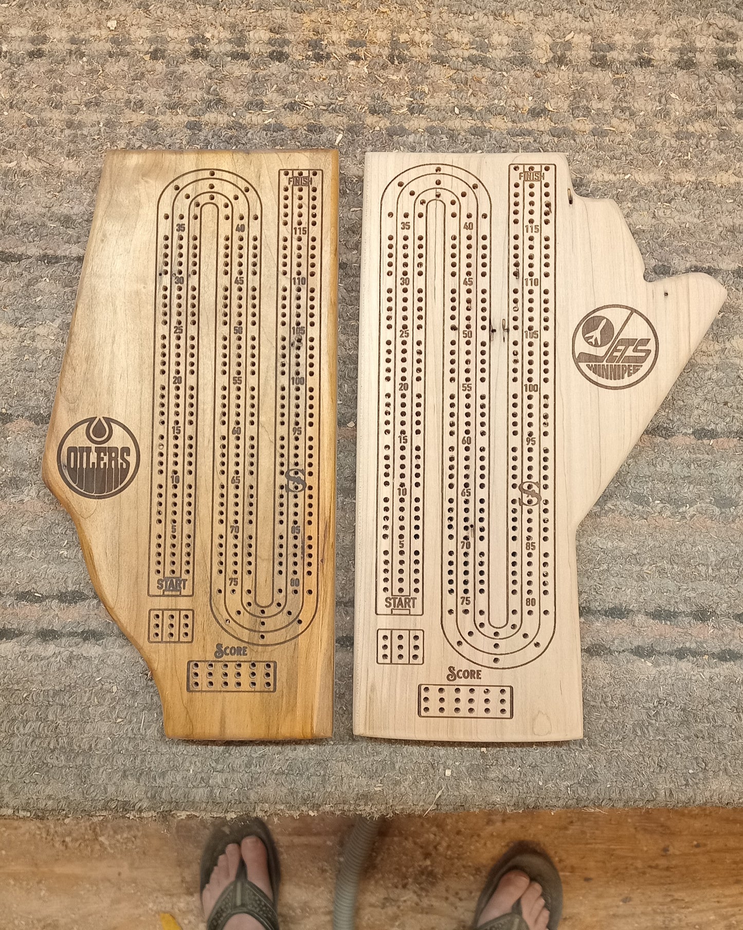 Handcrafted Province wood Cribbage Boards with peg storage. A practical gift for all occasions.