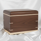 Handcrafted companion wooden urn for couples with natural hardwood grain and secure closure