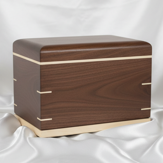 Handcrafted companion wooden urn for couples with natural hardwood grain and secure closure