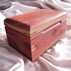 Handcrafted hardwood memory keepsake box with brass hinges and felt lining for preserving treasured mementos