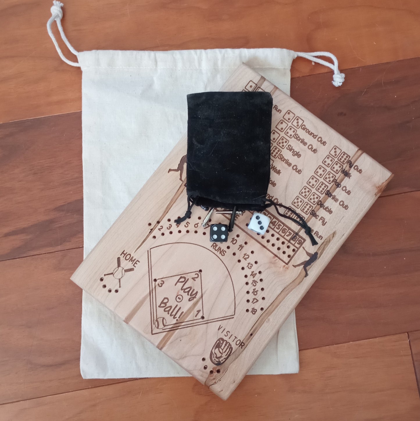 Baseball and Frustration Rummy, or Baseball and Farkle. 2 games, 1 board.