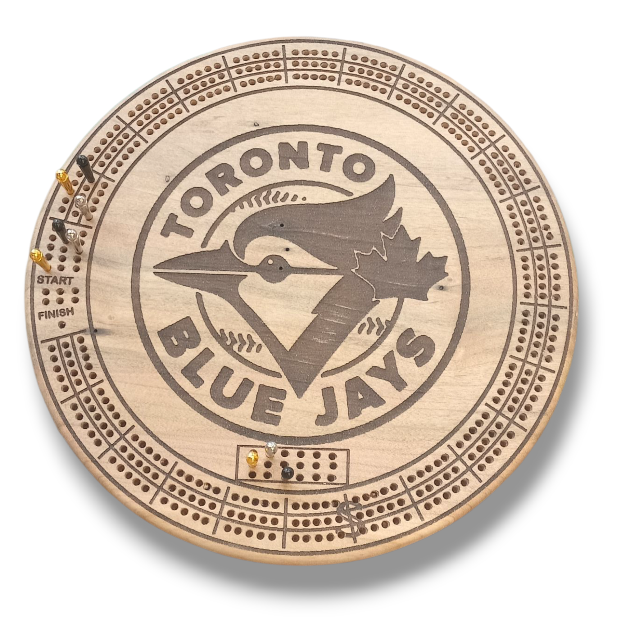 Custom Sports Logo Hardwood Cribbage Boards - With engraving