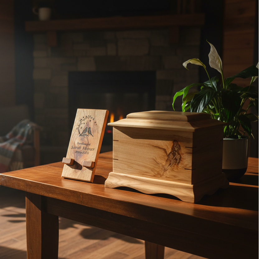 Personalized hardwood memorial plaque with custom engraving for home and family remembrance