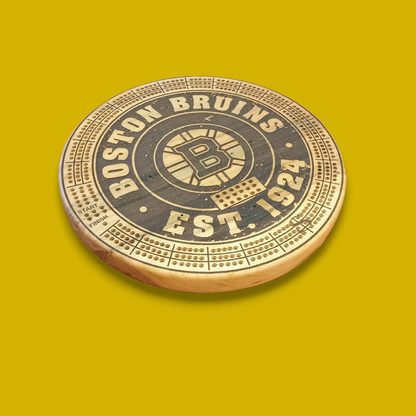 Sports Unique Round Hardwood Cribbage Boards with in board peg storage.