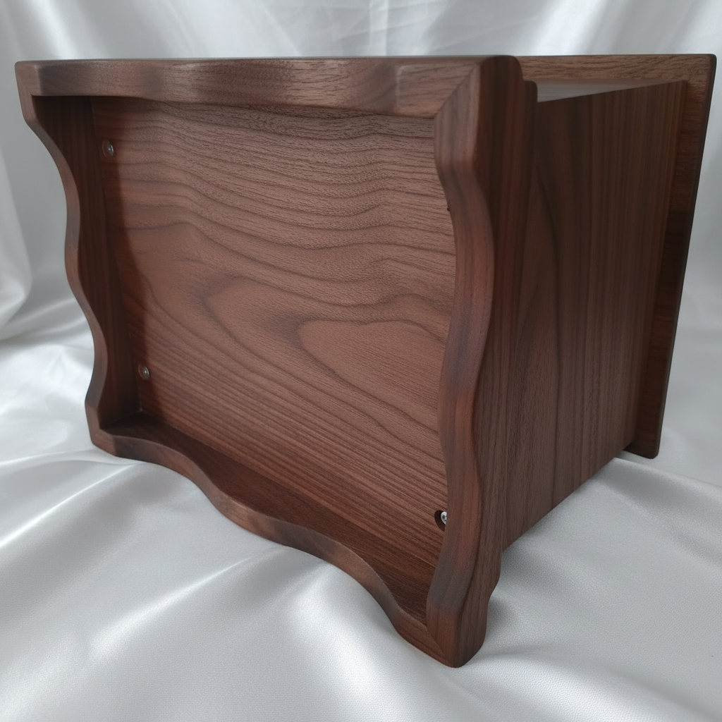 Traditional handmade memorial urn made of solid hardwood for cremation ashes