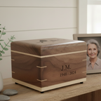 Handcrafted hardwood urn made in Canada with clean, timeless design and secure closure