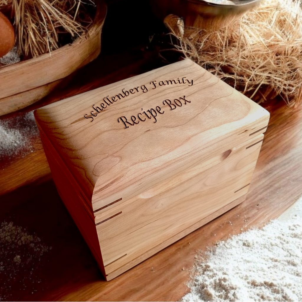 Treasured Traditions Recipe Box - Handcrafted Wooden Recipe Box – Personalized Family Recipe Keeper with Dividers
