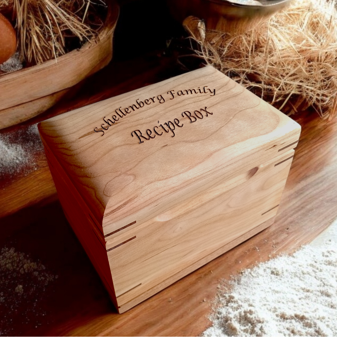 Treasured Traditions Recipe Box - Handcrafted Wooden Recipe Box – Personalized Family Recipe Keeper with Dividers