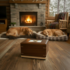 Custom Personalized Hardwood Pet Urn For Ashes - Paw Prints Photo