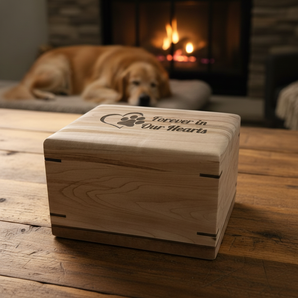 Paw Prints - Woodbox Urn For Animal Ashes
