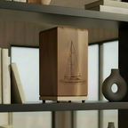 Handcrafted solid hardwood memorial urn for ashes by Soulwood with natural finish and simple design