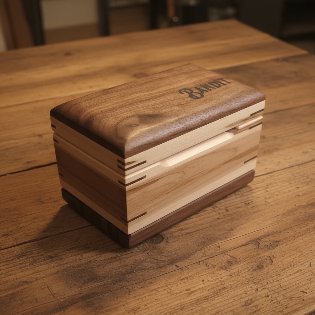 Custom Wood box Urn For Animal Ashes - Paw Prints Keepsake